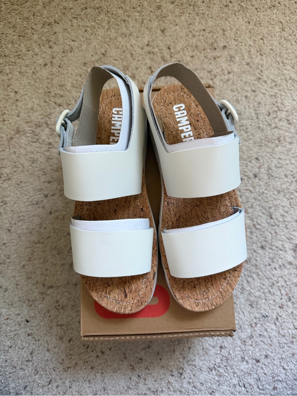 Camper Oruga White Platform Sandals EU 40 US 9 Cork Footbed Lightweight